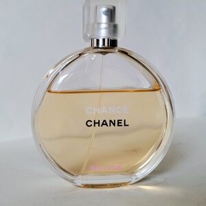 CHANEL Chance Eau Vive Perfume Bottle with Peach Liquid and Silver Plate